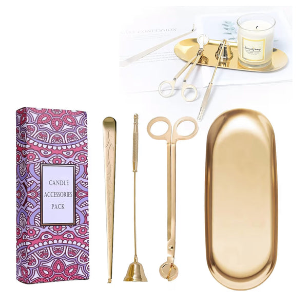 Gold candle wick trimmer and candle care tools